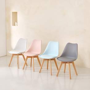 트로이퍼니처 센즈 인테리어 가죽 쿠션 원목 체어 식탁 카페 의자, 화이트, 1개