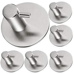 일상도구 초강력 접착식 붙이는 자국안남는 벽고리, sliver 6pcs/set, 6개