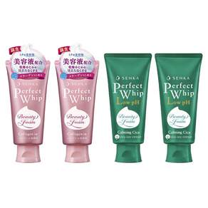 센카 퍼펙트 휩 콜라겐 인 120g + 퍼펙트 휩 로우 PH 뷰티 폼 카밍 시카 클렌징폼 100g, 2세트
