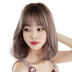 Routop 여성 가발 단발 머리둘레 조절 가능 무광 머릿결 자연스러움 가발망 포함 36CM, 초코색, 1개