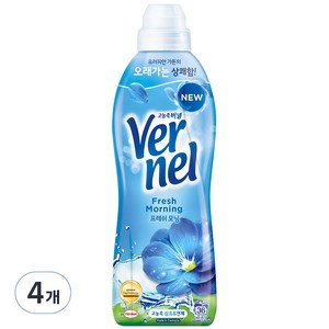 버넬 고농축 섬유유연제 프레쉬 모닝 본품, 900ml, 4개