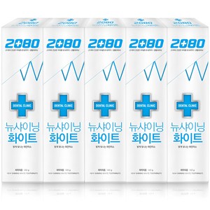 2080 덴탈크리닉 뉴샤이닝 화이트 베이직 치약, 140g, 5개