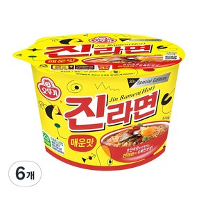 오뚜기 진라면 매운맛 용기 110 g, 6개