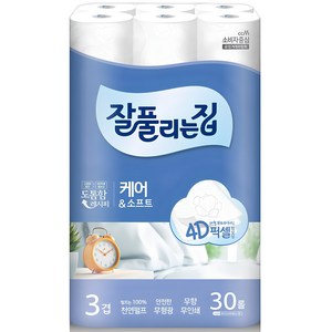 잘풀리는집 케어앤소프트 3겹 롤화장지 27m, 30롤, 1개