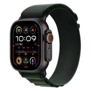 Apple 정품 2024 애플워치 Ultra 2 티타늄 알파인 루프, 블랙 다크 그린 알파인 루프 Large, 49mm, GPS+Cellular, 블랙 / 다크 그린, Large