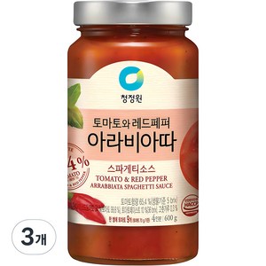 청정원 아라비아따 스파게티 소스, 3개, 600g