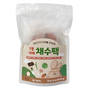 퍼기 어린이 7종야채 채수팩 10개입, 야채맛, 100g, 1세트