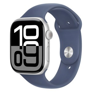 Apple 애플워치 10 GPS, 46mm, 실버 / 데님 스포츠 밴드, M/L