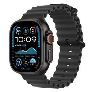 Apple 정품 2024 애플워치 Ultra 2 티타늄 오션 밴드, 49mm, GPS+Cellular, 블랙 / 블랙, Regular