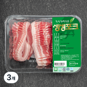 생생포크 한돈 무항생제 1등급 칼집 삼겹살 구이용 (냉장), 500g, 3개