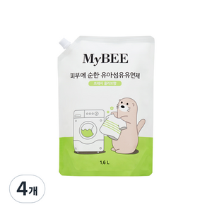 마이비 피부에 순한 유아유연제 리필, 1.6L, 4개