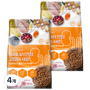 라무달리 고양이 전연령 유리너리 만점 사료, 닭, 2kg, 4개