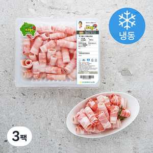 포크밸리 한돈 대패 삼겹살 구이용 (냉동), 500g, 3팩