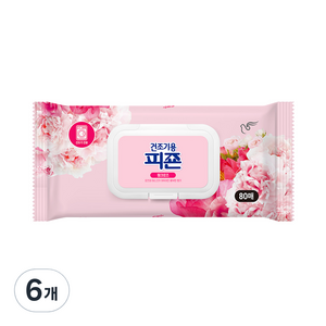 피죤 건조기용 오리지널 섬유유연제 핑크로즈 본품, 80매, 6개