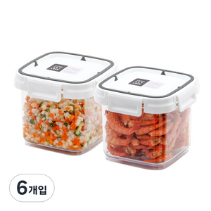 수납이야기 스카이락 밀폐용기 정사각형 2호, 6개, 650ml