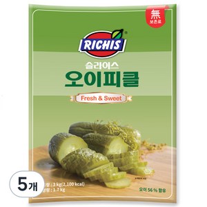 리치스 슬라이스 오이피클 파우치, 3kg, 5개