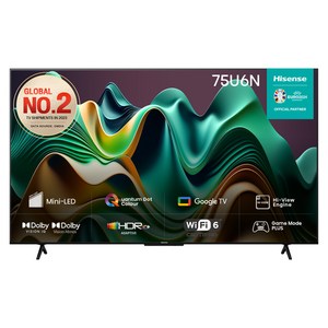 HISENSE 4K UHD Mini LED 스마트TV 75U6N, 190cm(75인치), 스탠드형, 방문설치