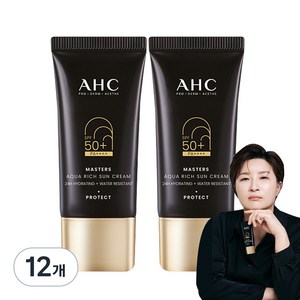 AHC 마스터즈 아쿠아 리치 선크림 SPF50+ PA++++, 30ml, 12개