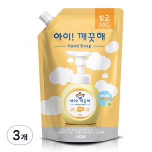 아이깨끗해 순 핸드워시 파우더향 리필용, 600ml, 3개