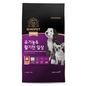 지니펫 유기농&활기찬일상 강아지사료 항산화 건식사료, 닭, 1kg, 1개