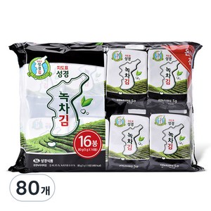 성경식품 지도표 녹차식탁김, 80g, 5개