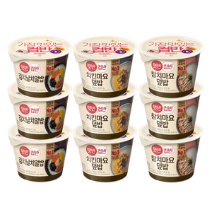 햇반컵반 김치날치알밥 188g 3p + 참치마요덮밥 204g 3p + 치킨마요덮밥 233g 3p, 1세트