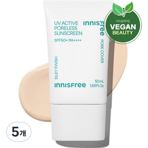 이니스프리 뉴 유브이 액티브 포어리스 선스크린 SPF50+ PA++++, 50ml, 5개