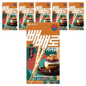 빼빼로 인절미 팥빙수맛, 37g, 6개