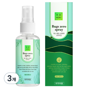 무로 벅스 제로 모기기피스프레이, 50ml, 3개