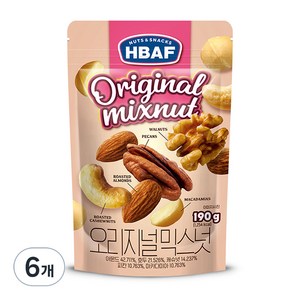 바프 넛츠앤스낵스 오리지널 믹스넛, 190g, 6개