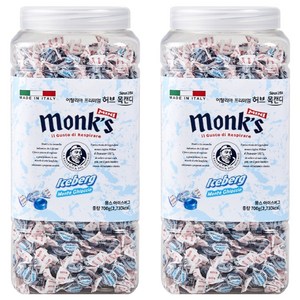 Monks 아이스버그 허브 목캔디, 700g, 2개
