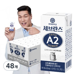 세브란스에이투 전용목장 단백우유, 180ml, 48개