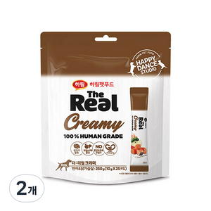 하림펫푸드 더리얼 크리미 강아지 짜먹는 간식 25p, 연어 + 닭고기 혼합맛, 10g, 2개