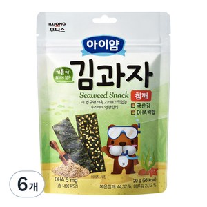 일동후디스 아이얌 김과자, 참깨, 20g, 6개