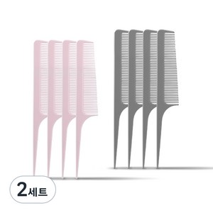 글로스앤글로우 포켓 미니 꼬리빗 2종 x 4p 세트, 핑크, 그레이, 2세트