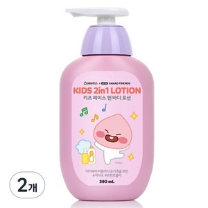 베비언스 리틀카카오프렌즈 어피치 키즈 페이스 앤 바디 로션, 390ml, 2개