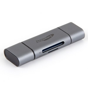 애니포트 메탈바디 2IN1 OTG 카드리더기 USB3.0 Type C, AP-UC21, 그레이, AP-UC21