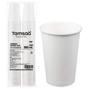 탐사 고평량 종이컵 무인쇄 380ml, 100개입, 1개