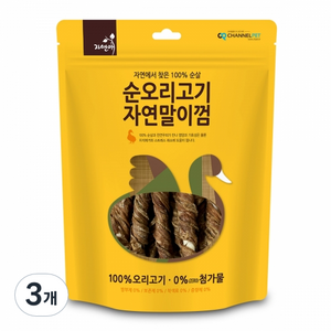 자연애채널펫 자연말이껌 건조간식, 오리고기맛, 200g, 3개