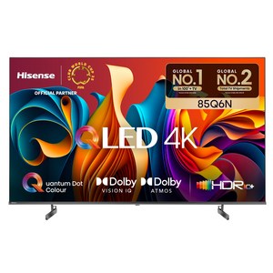 HISENSE 4K UHD QLED 안드로이드12 스마트TV, 215cm(85인치), 85Q6N, 벽걸이형, 방문설치