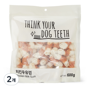 띵크유어도그티 치킨딩고 강아지 본 껌 600g, 치킨우유, 2개