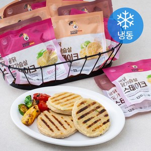 굳닭 닭가슴살 스테이크 청양고추맛 100g x 4개 + 갈비맛 100g x 3개 + 오리지널맛 100g x 3개 (냉동), 1세트