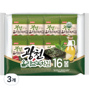 삼육김 광천 올리브 녹차 도시락김 16p, 4g, 48개