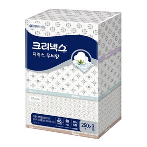 크리넥스 천연펄프 각티슈 디럭스 무늬향, 250매, 3개