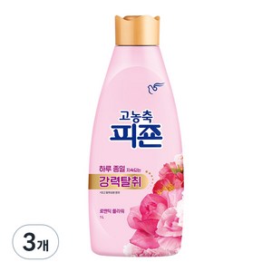 고농축 피죤 강력탈취 오리지널 로맨틱플라워 섬유유연제, 1L, 3개