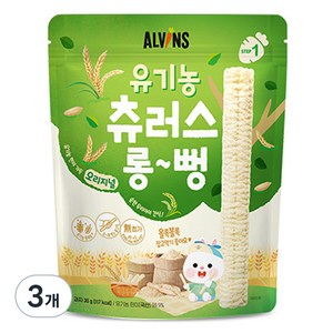 엘빈즈 유아용 유기농 츄러스 롱뻥 STEP1, 오리지널맛, 30g, 3개