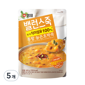 샘표 밸런스죽 통팥 늙은호박죽, 420g, 5개