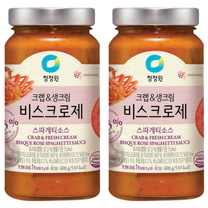 청정원 크랩&생크림 비스크로제 파스타소스, 600g, 2개