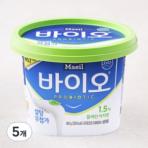 매일바이오 플레인 저지방 요거트, 450g, 5개