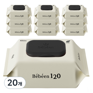 Bebeen 120 엠보싱 대용량 아기물티슈 캡형, 50g, 120매, 20개